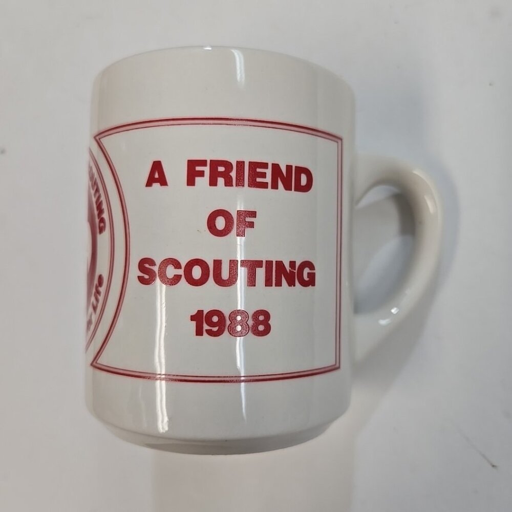 Vintage Boy Scout Mug 1988 '88 A Friend of Scouting Indianhead BSA White